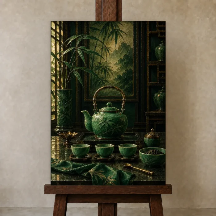 Premium Wall Art Dikey Html Edition – NM3-GRN-JT-V-005 displayed on a studio easel