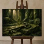 Premium Wall Art Yatay Html Edition – NM3-GRN-MR-H-001 displayed on a studio easel