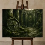 Premium Wall Art Yatay Html Edition – NM3-GRN-MR-H-003 displayed on a studio easel