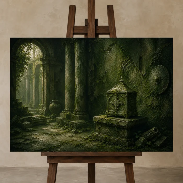 Premium Wall Art Yatay Html Edition – NM3-GRN-MR-H-005 displayed on a studio easel