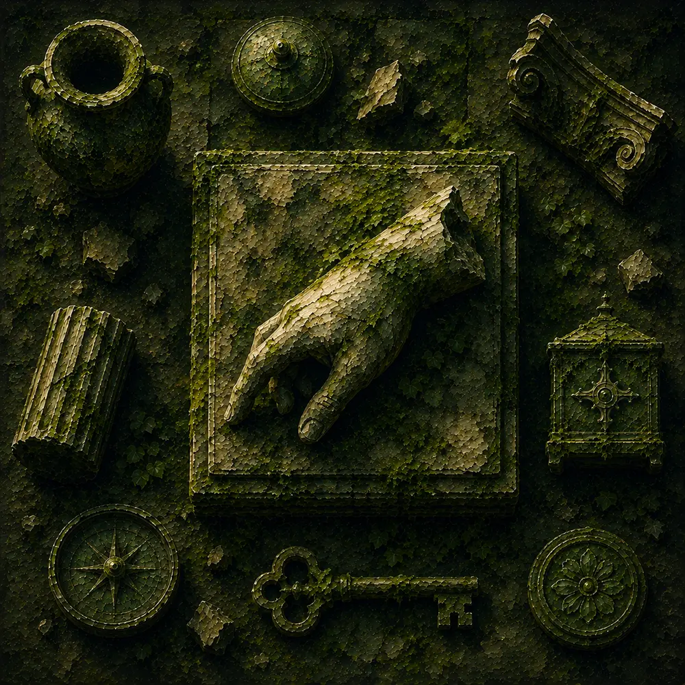 Mossbound Emblem Broken Classical Hand Green Living Room Wall Art