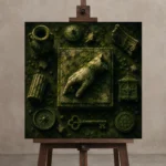 Premium Wall Art Kare Html Edition – NM3-GRN-MR-S-002 displayed on a studio easel