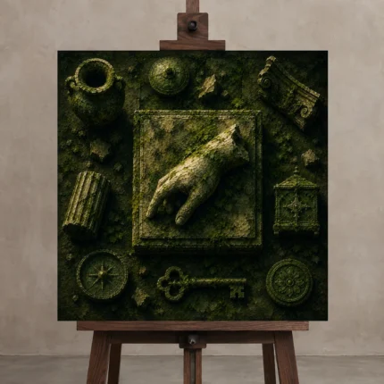 Premium Wall Art Kare Html Edition – NM3-GRN-MR-S-002 displayed on a studio easel