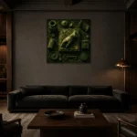 Premium Wall Art Kare Html Edition – NM3-GRN-MR-S-002 shown in a warm modern interior