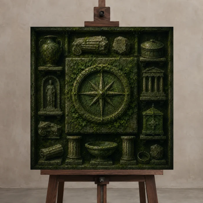Premium Wall Art Kare Html Edition – NM3-GRN-MR-S-003 displayed on a studio easel
