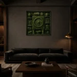 Premium Wall Art Kare Html Edition – NM3-GRN-MR-S-003 shown in a warm modern interior