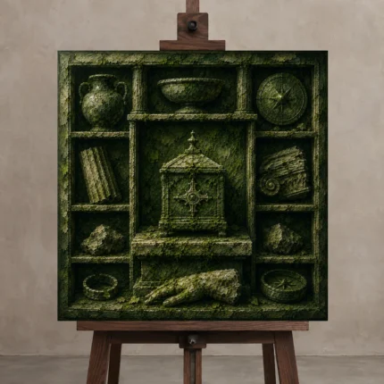 Premium Wall Art Kare Html Edition – NM3-GRN-MR-S-005 displayed on a studio easel