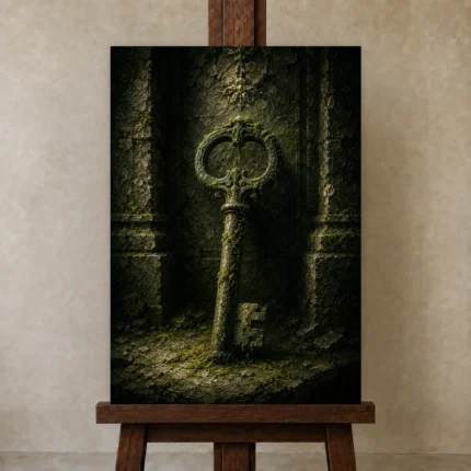 Premium Wall Art Dikey Html Edition – NM3-GRN-MR-V-001 displayed on a studio easel