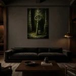 Premium Wall Art Dikey Html Edition – NM3-GRN-MR-V-001 shown in a warm modern interior