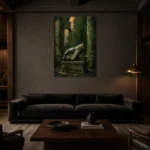 Premium Wall Art Dikey Html Edition – NM3-GRN-MR-V-002 shown in a warm modern interior