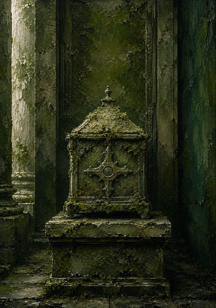 Mossbound Ascent Small Reliquary Box Overtaken By Moss Green Entryway Wall Art