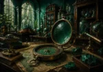 Verdant Procession Antique Compass Green Home Office Wall Art
