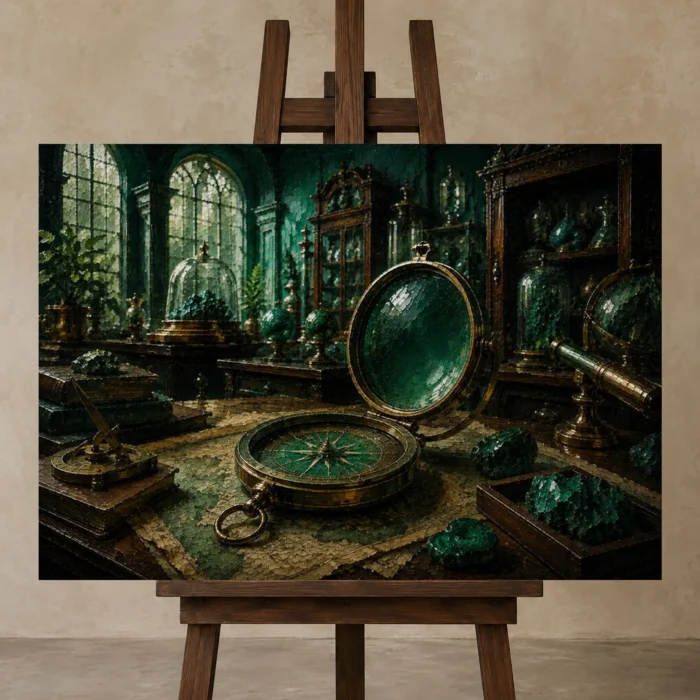 Premium Wall Art Yatay Html Edition – NM3-GRN-VC-H-001 displayed on a studio easel