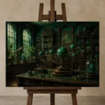 Premium Wall Art Yatay Html Edition – NM3-GRN-VC-H-003 displayed on a studio easel