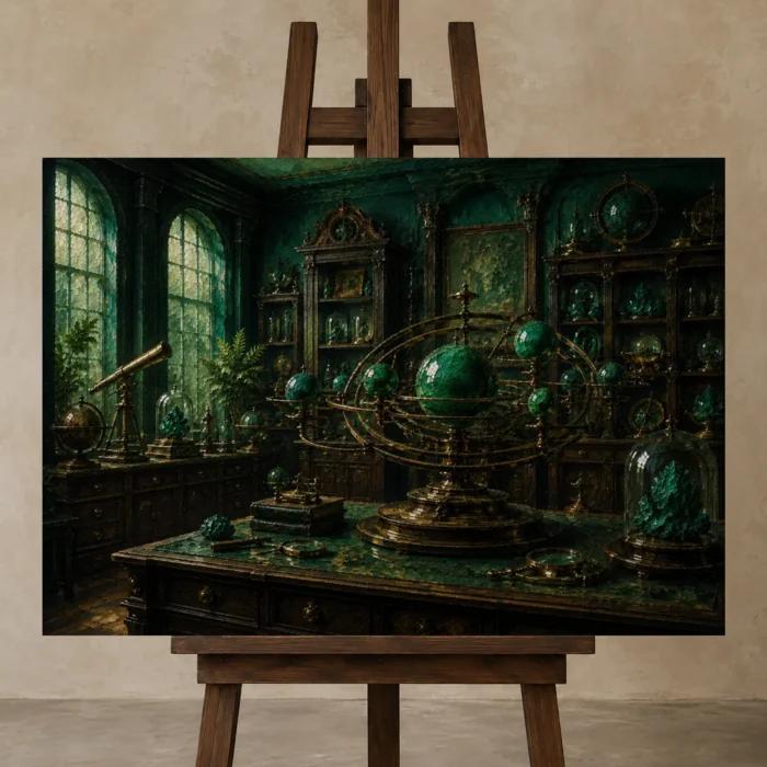 Premium Wall Art Yatay Html Edition – NM3-GRN-VC-H-003 displayed on a studio easel