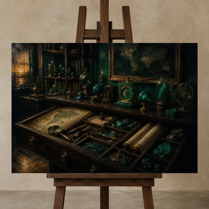 Premium Wall Art Yatay Html Edition – NM3-GRN-VC-H-005 displayed on a studio easel