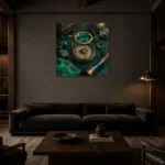 Premium Wall Art Kare Html Edition – NM3-GRN-VC-S-001 shown in a warm modern interior
