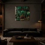 Premium Wall Art Kare Html Edition – NM3-GRN-VC-S-003 shown in a warm modern interior