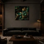 Premium Wall Art Kare Html Edition – NM3-GRN-VC-S-004 shown in a warm modern interior