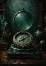 Verdant Sentinel Antique Compass Green Home Office Wall Art