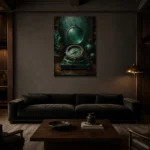 Premium Wall Art Dikey Html Edition – NM3-GRN-VC-V-001 shown in a warm modern interior