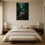 Premium Wall Art Dikey Html Edition – NM3-GRN-VC-V-001 showcased in an elegant minimalist interior
