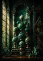 Verdant Threshold Collection Of Mineral Spheres Green Study Wall Art