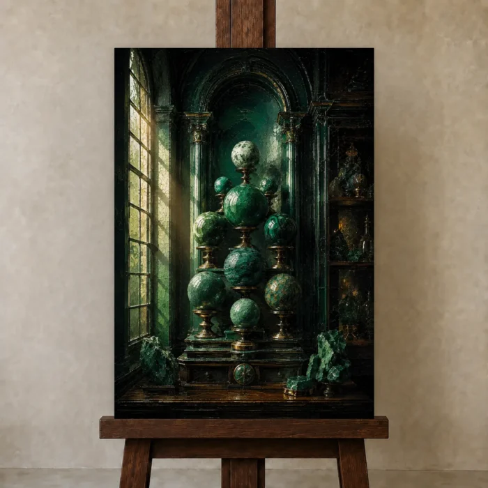 Premium Wall Art Dikey Html Edition – NM3-GRN-VC-V-002 displayed on a studio easel