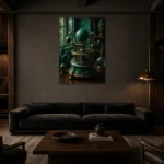 Premium Wall Art Dikey Html Edition – NM3-GRN-VC-V-003 shown in a warm modern interior