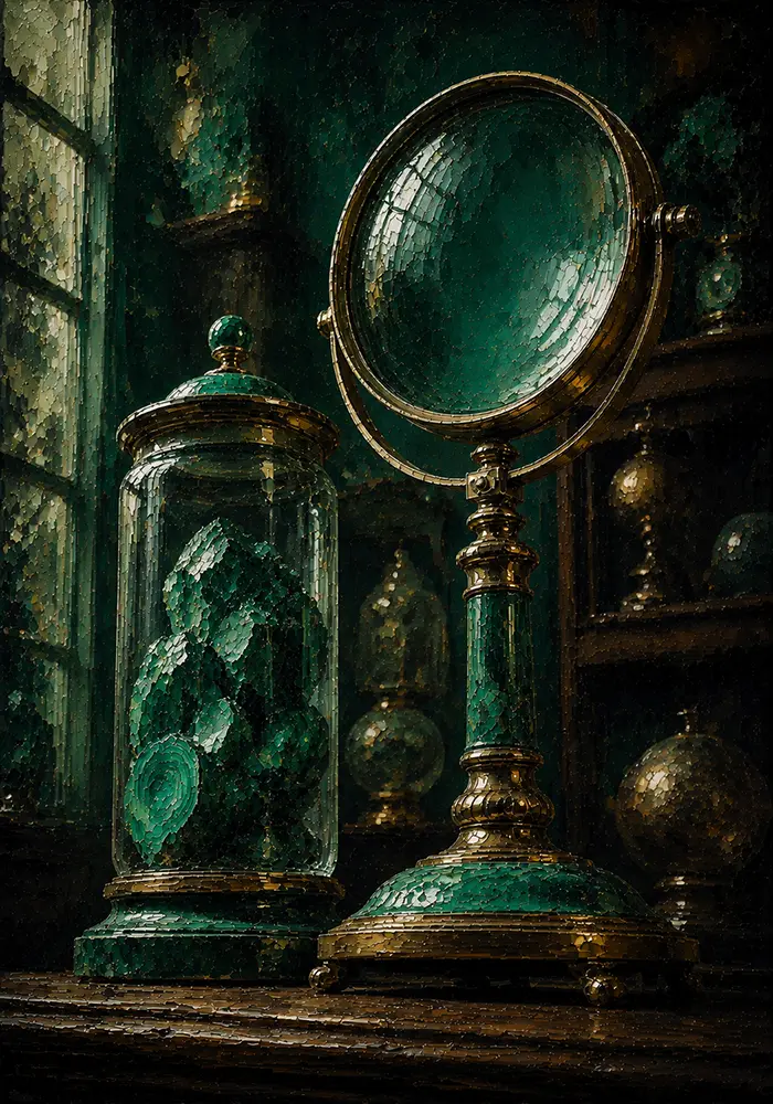 Verdant Portrait Magnifying Glass Green Home Office Wall Art