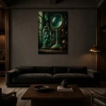 Premium Wall Art Dikey Html Edition – NM3-GRN-VC-V-004 shown in a warm modern interior