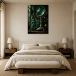 Premium Wall Art Dikey Html Edition – NM3-GRN-VC-V-004 showcased in an elegant minimalist interior