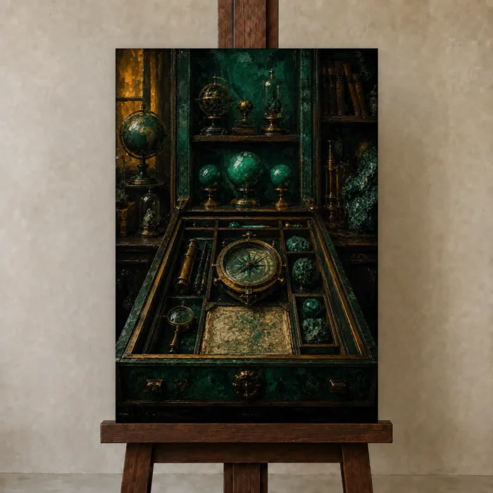 Premium Wall Art Dikey Html Edition – NM3-GRN-VC-V-005 displayed on a studio easel