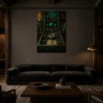 Premium Wall Art Dikey Html Edition – NM3-GRN-VC-V-005 shown in a warm modern interior