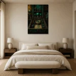 Premium Wall Art Dikey Html Edition – NM3-GRN-VC-V-005 showcased in an elegant minimalist interior