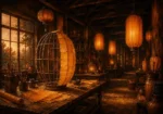 Lantern Chronicle Half-Finished Lantern Orange Dining Room Wall Art
