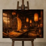 Premium Wall Art Yatay Html Edition – NM3-ORG-AL-H-003 displayed on a studio easel