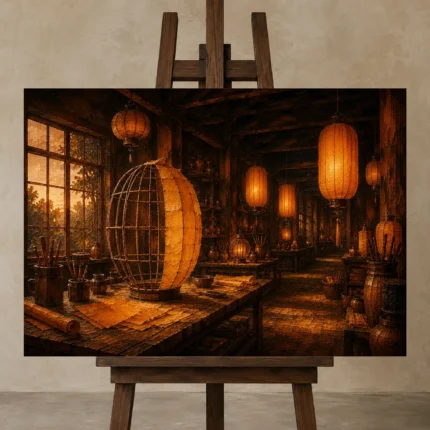 Premium Wall Art Yatay Html Edition – NM3-ORG-AL-H-003 displayed on a studio easel