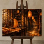 Premium Wall Art Yatay Html Edition – NM3-ORG-AL-H-005 displayed on a studio easel