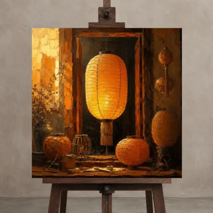 Premium Wall Art Kare Html Edition – NM3-ORG-AL-S-001 displayed on a studio easel