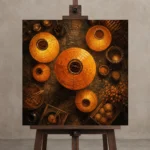 Premium Wall Art Kare Html Edition – NM3-ORG-AL-S-002 displayed on a studio easel