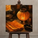 Premium Wall Art Kare Html Edition – NM3-ORG-AL-S-004 displayed on a studio easel