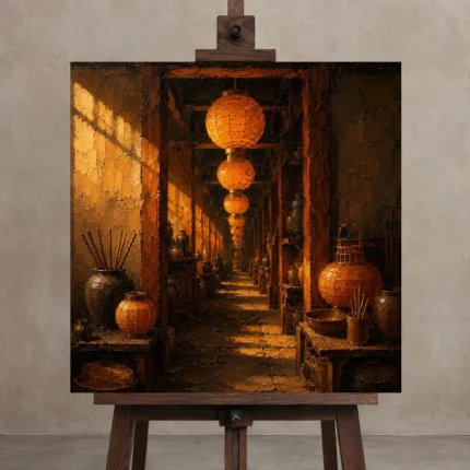 Premium Wall Art Kare Html Edition – NM3-ORG-AL-S-005 displayed on a studio easel