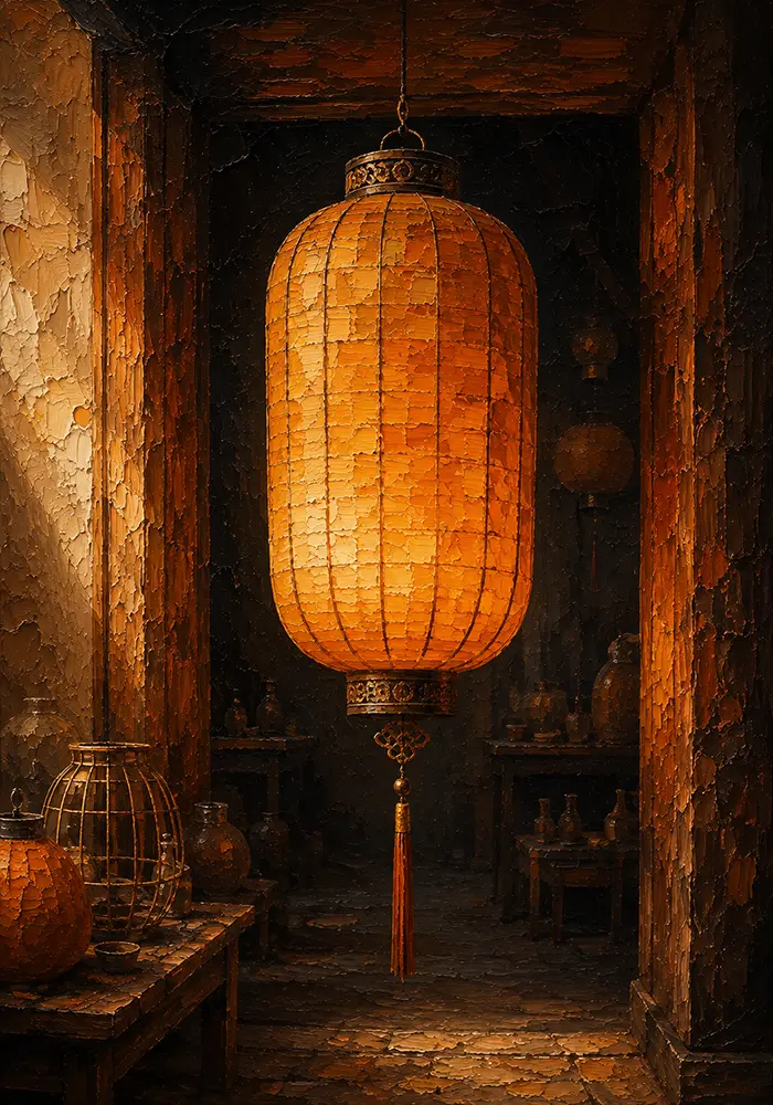 Lantern Sentinel Tall Paper Lantern Orange Bedroom Wall Art