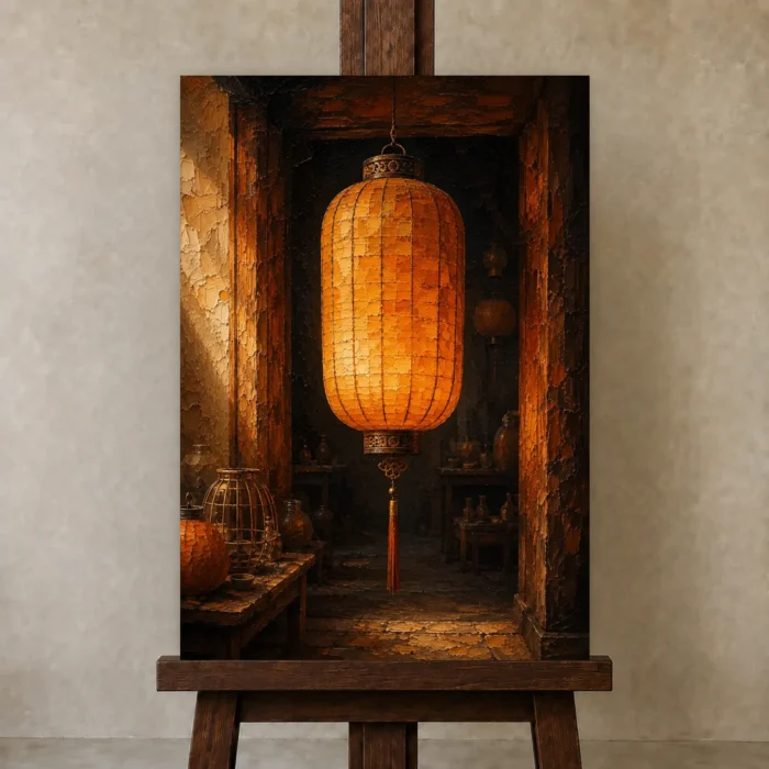 Premium Wall Art Dikey Html Edition – NM3-ORG-AL-V-001 displayed on a studio easel