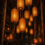 Lantern Threshold Cluster Of Amber Lanterns Orange Living Room Wall Art