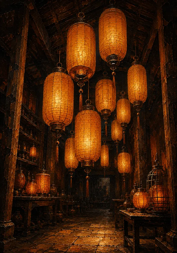 Lantern Threshold Cluster Of Amber Lanterns Orange Living Room Wall Art