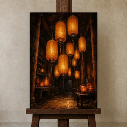 Premium Wall Art Dikey Html Edition – NM3-ORG-AL-V-002 displayed on a studio easel