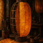 Lantern Reliquary Half-Finished Lantern Orange Dining Room Wall Art