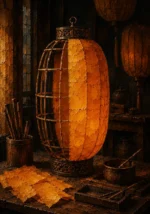 Lantern Reliquary Half-Finished Lantern Orange Dining Room Wall Art